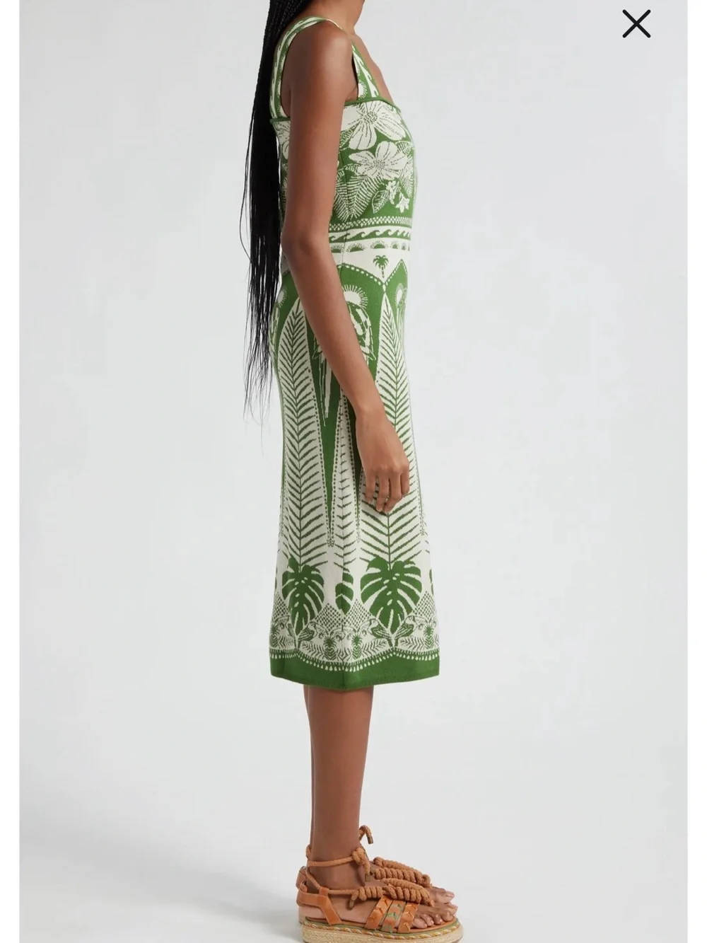 FARM Rio Green and Cream Botanical Knit Midi Dress - NWT - Picture 5 of 6